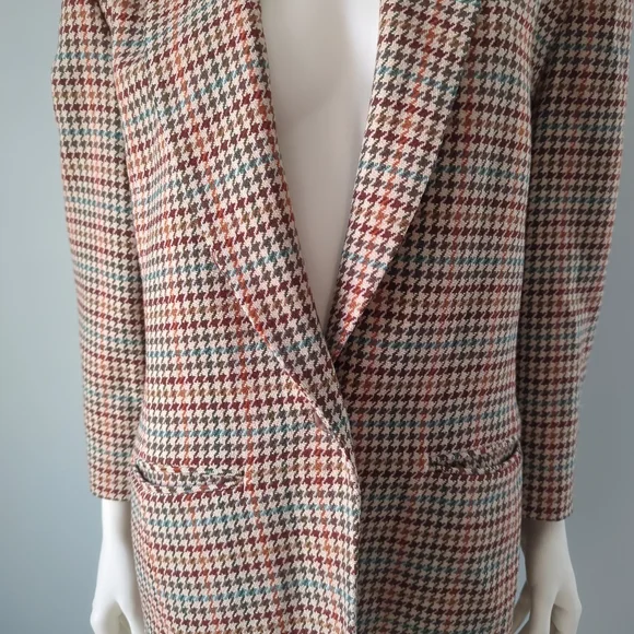 Vintage Pendleton Archival Rainbow Brown Tan Plaid Oversized Wool Blazer M L